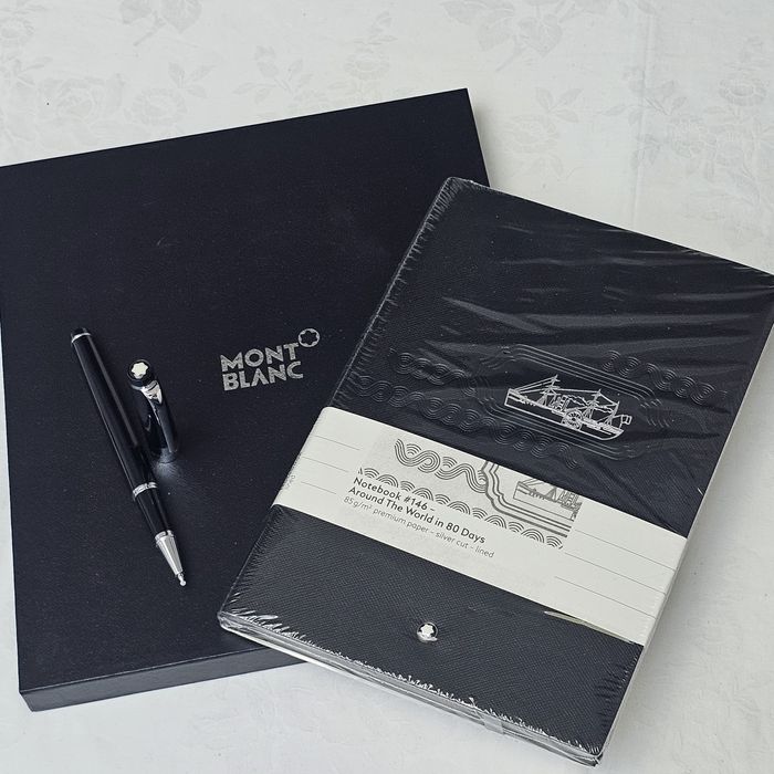 Agenda Montblanc si pix  -ed Ocolul pamantului in 80 zile- negru