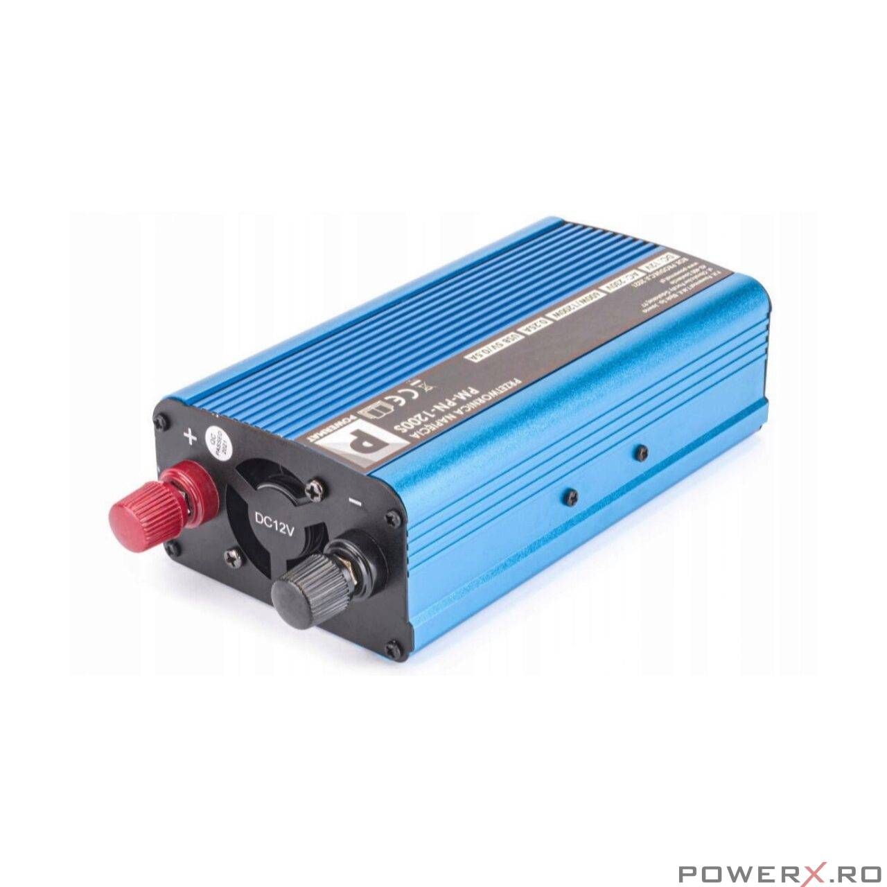 Convertor de tensiune auto, Invertor tensiune 12V 230V 1200W Powermat