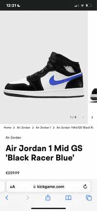 Air Jordan 1 Mid gs 'Black Racer Blue'