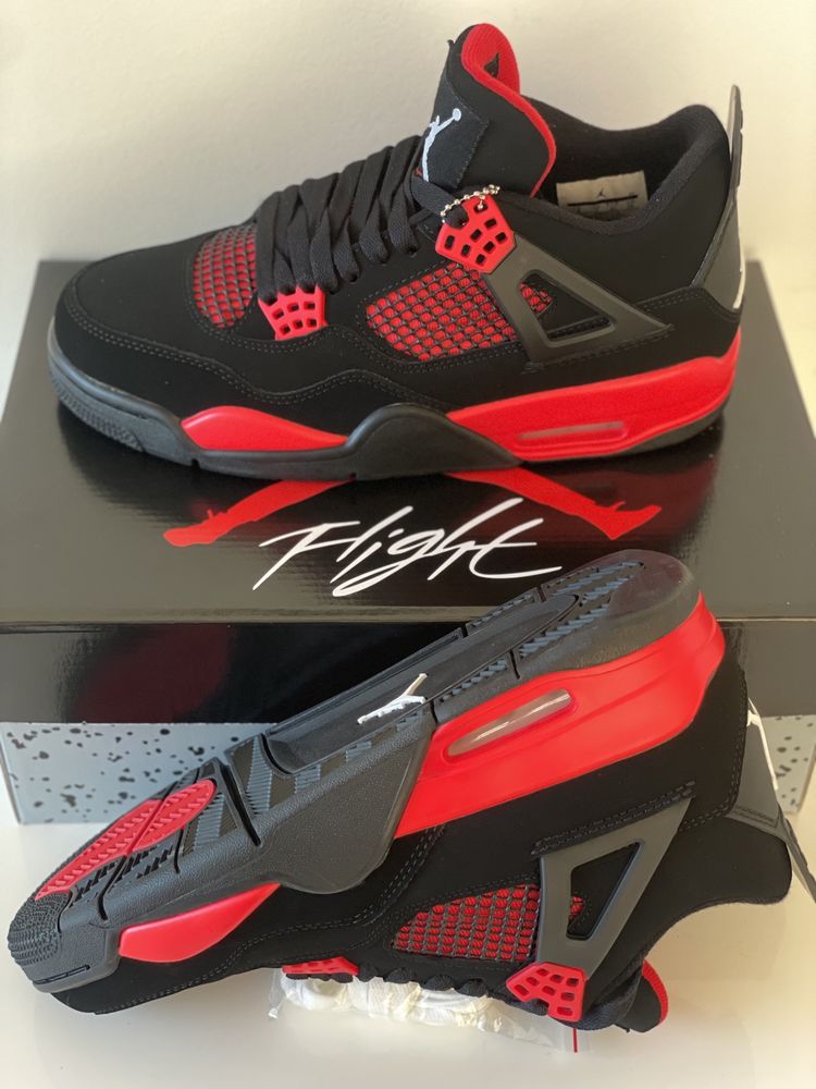 Air Jordan 4 Retro Red Thunder Black Nike 1 Bred Patent OG Cat