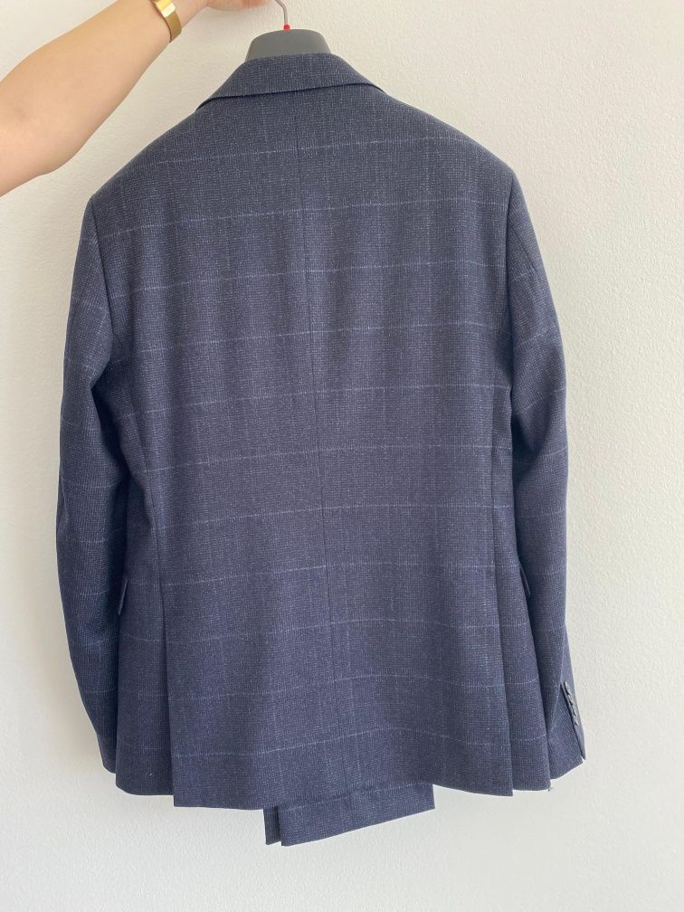 Costum Paoloni, mărime 48, albastru, carouri