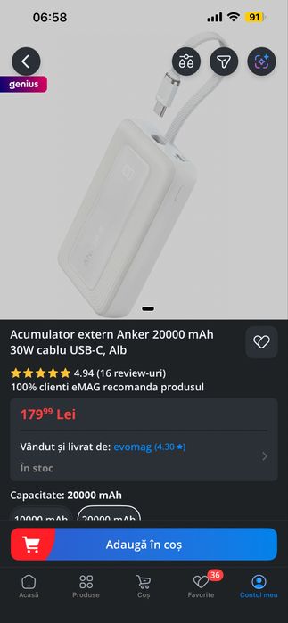 Vând Baterie externa anker