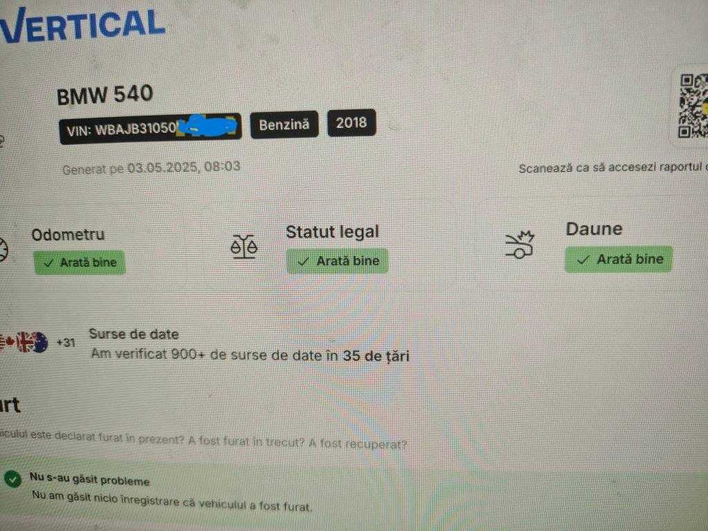 vand bmw 540i M paket Fara accident Full istoric Carte Service