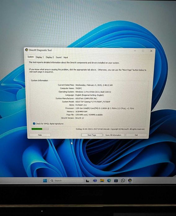 Laptop Gaming Asus TUF F17 I5-11400H SSD  RTX 2050 ProMax Amanet