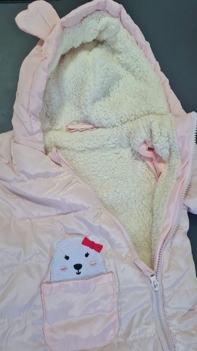 Costum salopetă fete roz de iarna îmblanită polar GEMENE mărimea 80