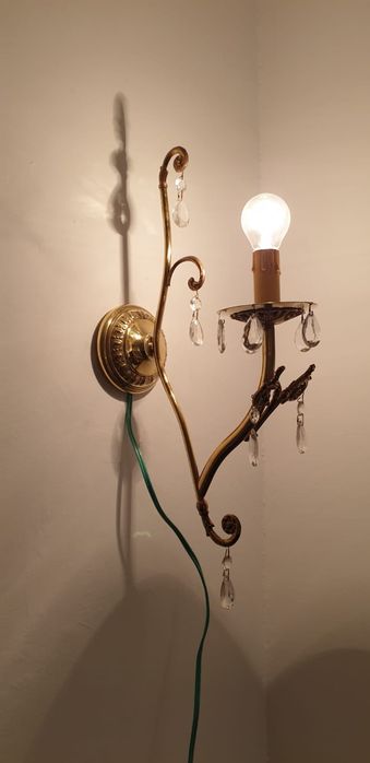 Accesoriu decorațiune aplica perete alama cristal Franța 1930