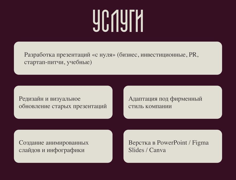 Дизайн, вёрстка презентаций