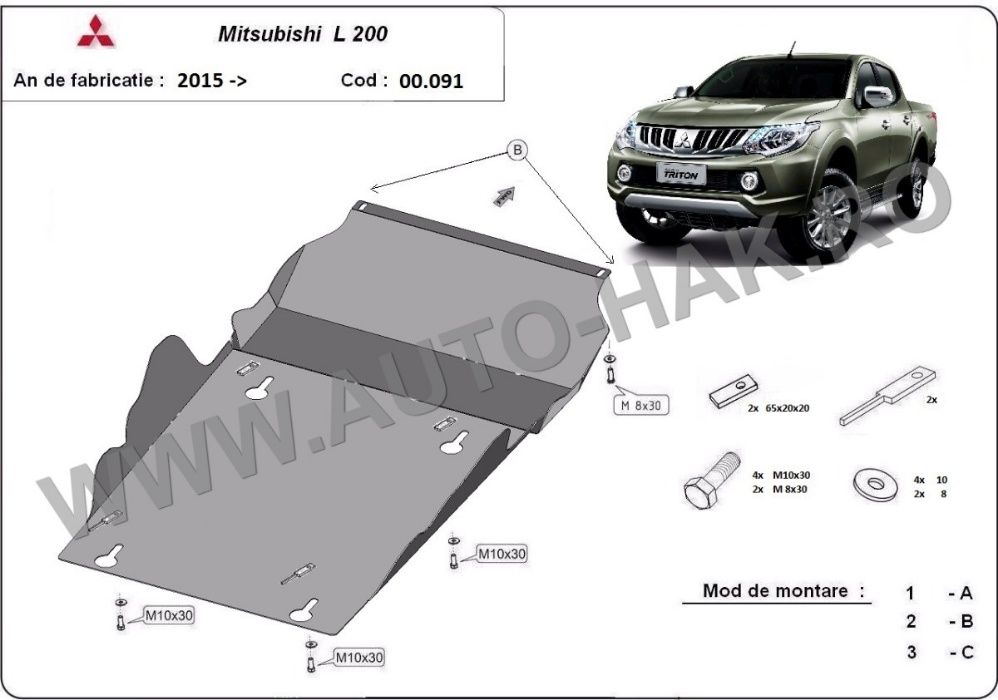 Scut motor metalic Mitsubishi L200 2015-prezent