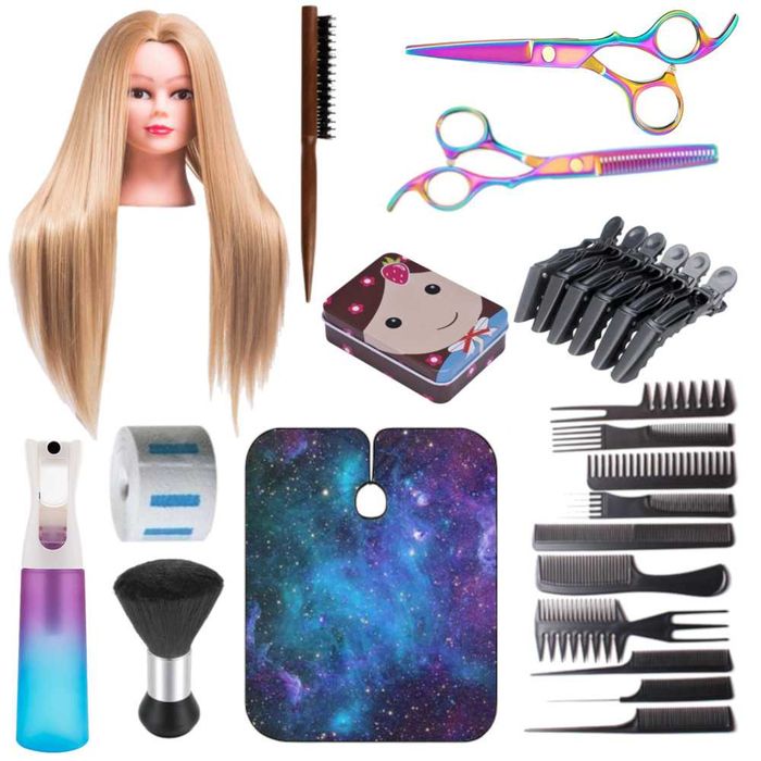 Set Cap papusa coafat cap practica manechin cu par des lung frizerie