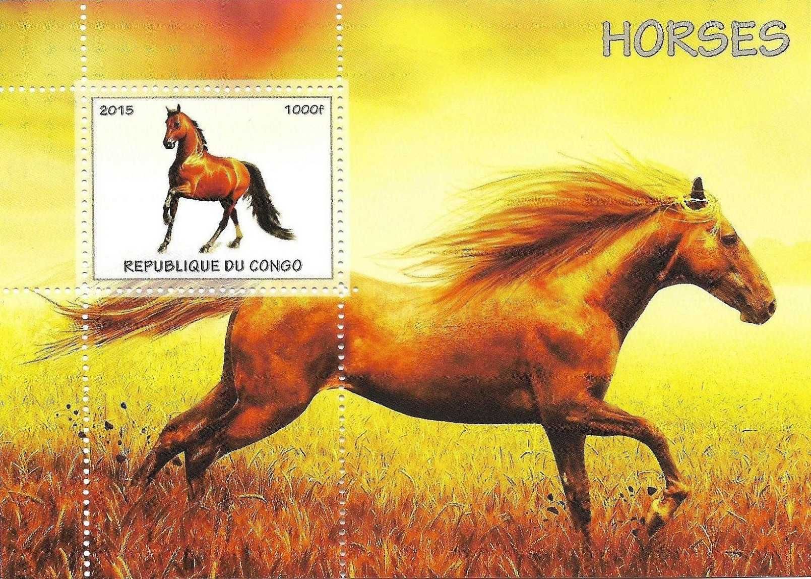 Super timbre colita nestampilata Congo, fauna animale calul