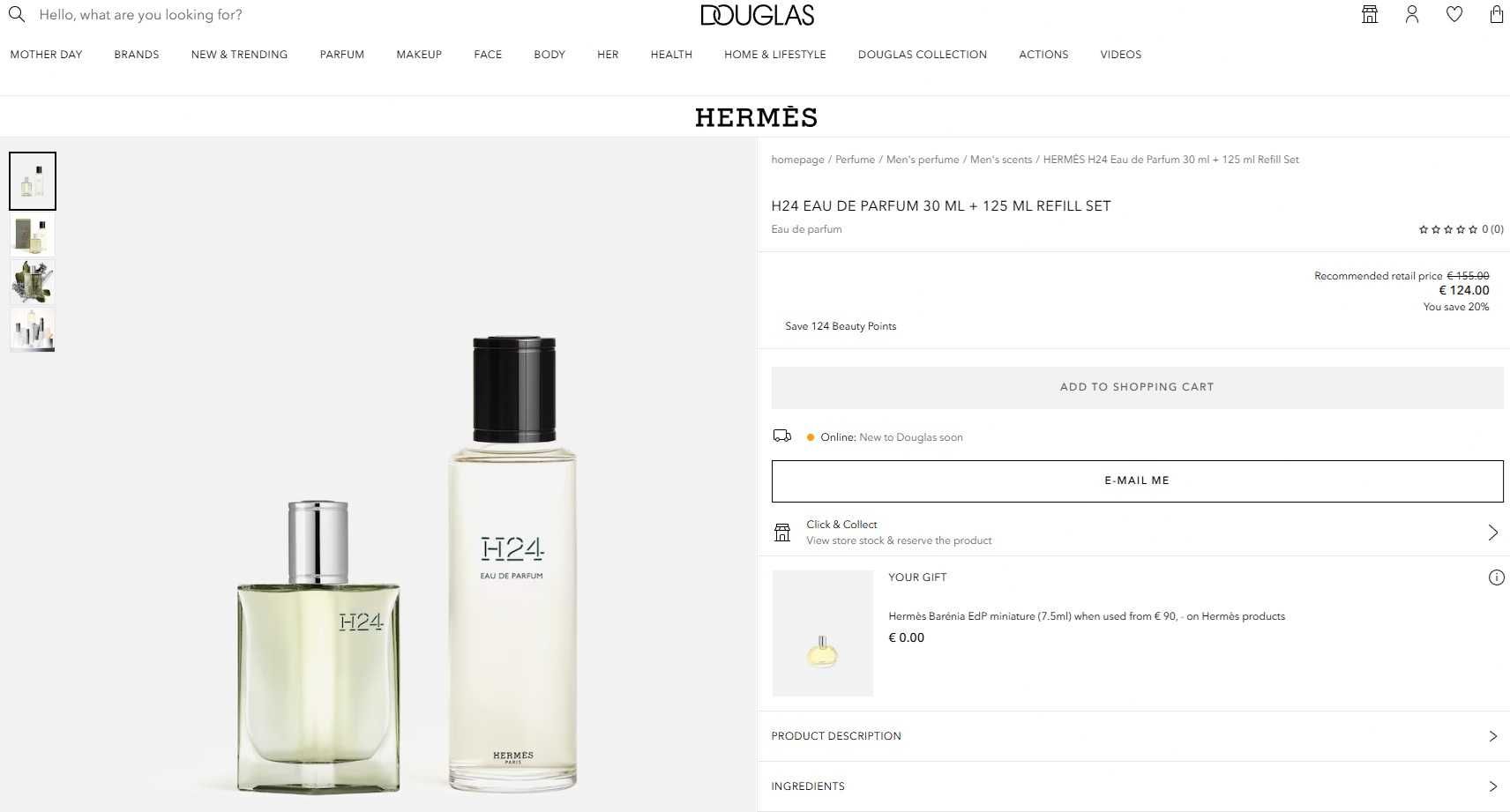 Парфюм Hermes H24 Edp 30ml + 125ml