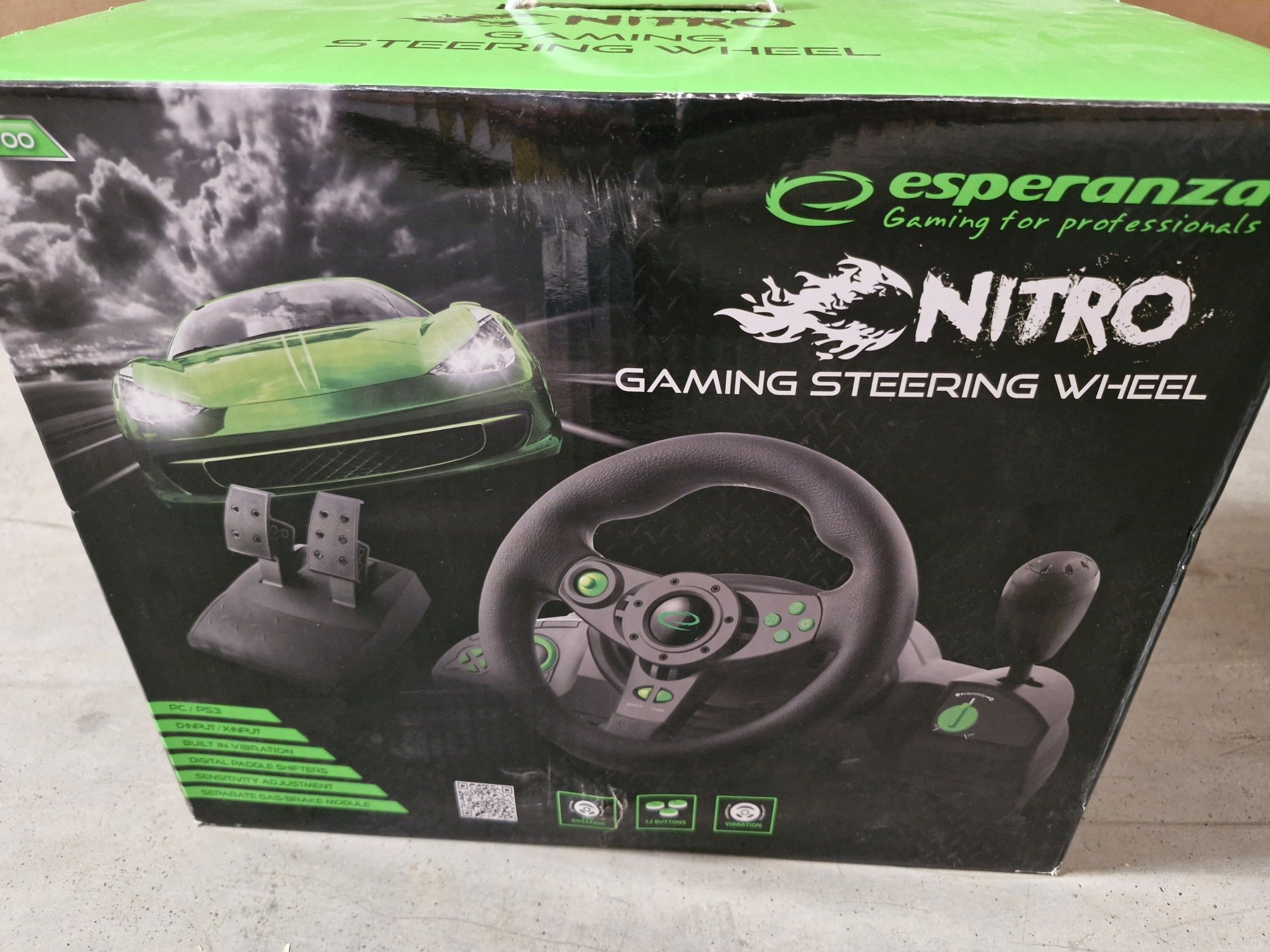 Volan de curse, Esperanza, Nitro Gamer, PC, PS3, Negru