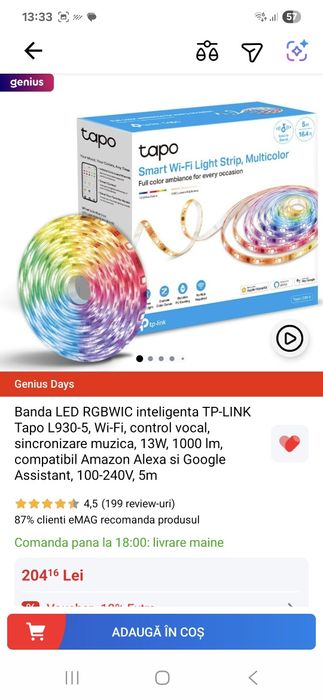 Banda led tapo rgb 5metri