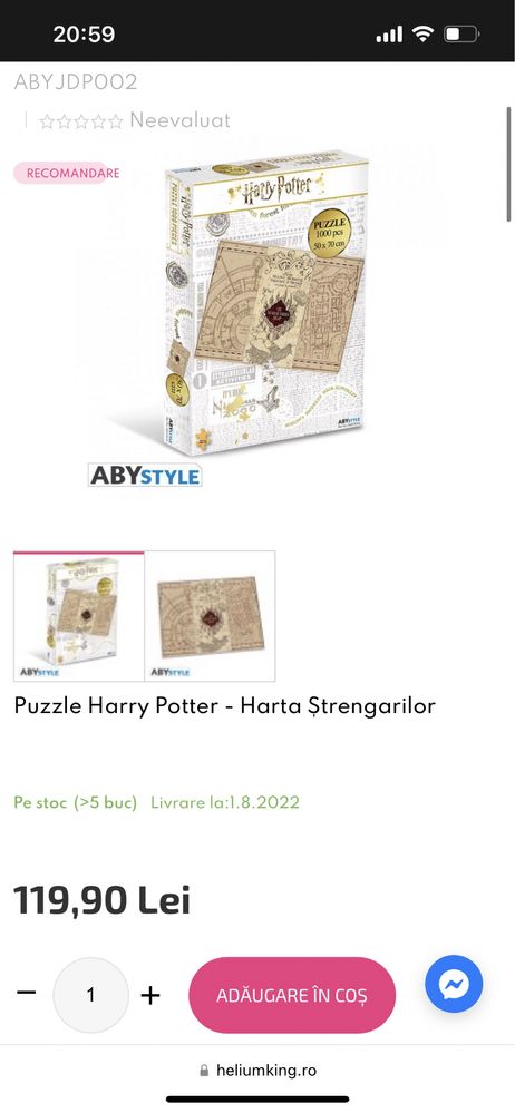 Puzzle harry potter, nou, harta strengarilor, 1000 piese