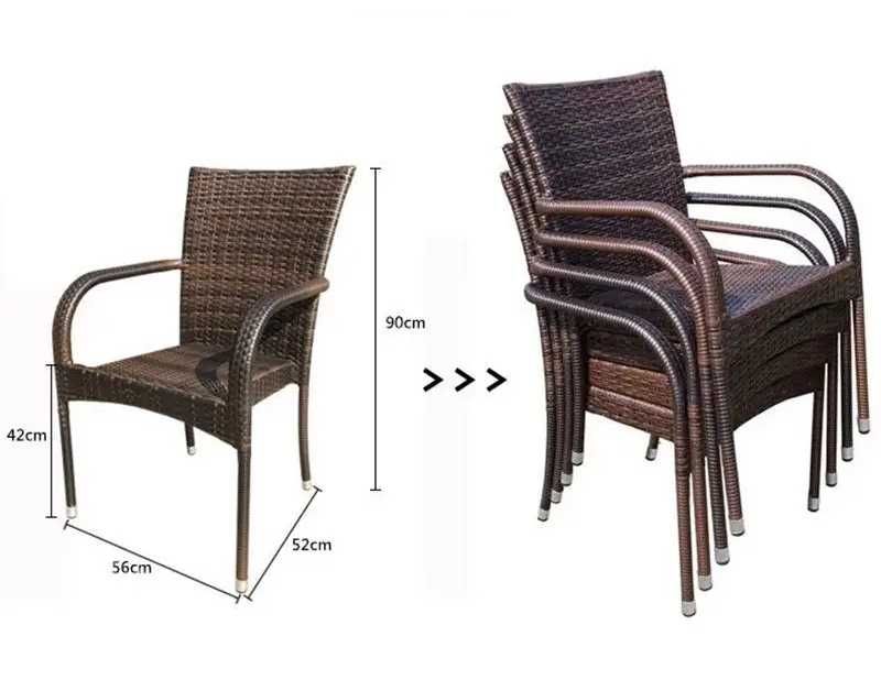 Стол прямоугольный ротанговый Aria 150х90см + 6 стульев