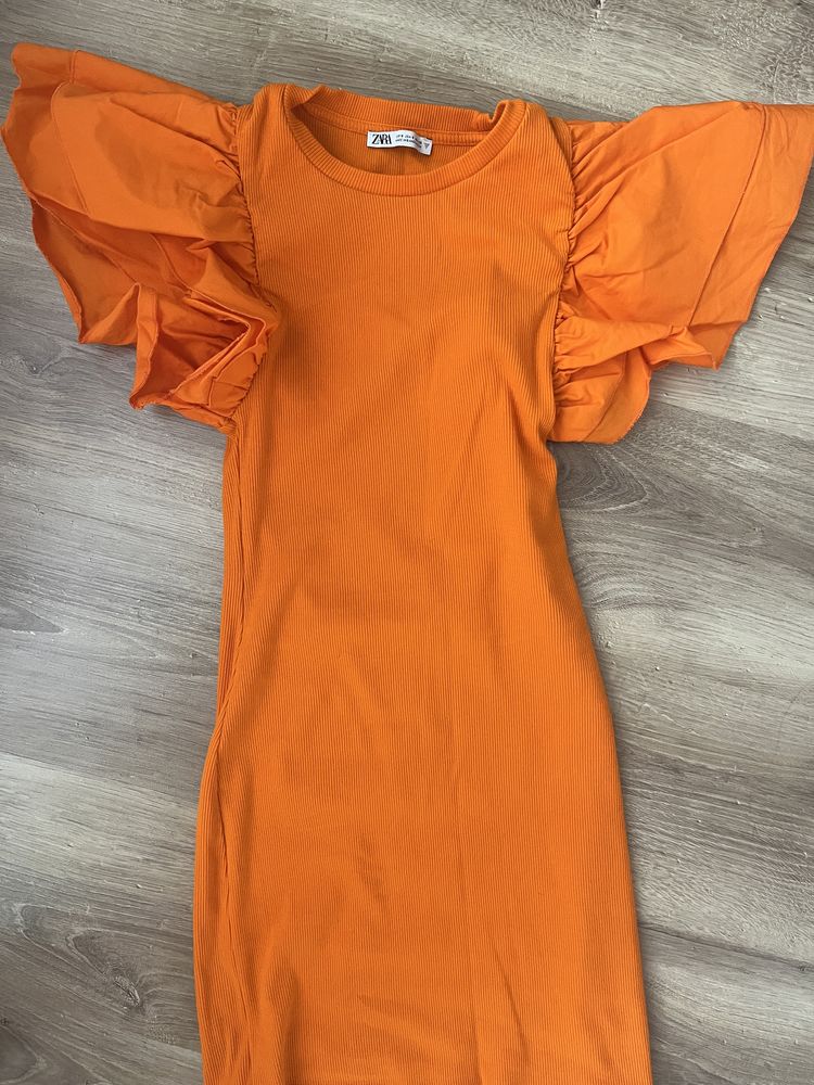 Оранжева рокля zara / зара