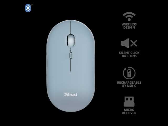 Безжична мишка(Bluetooth, безшумна, зареждане с USB) TRUST Puck Silent