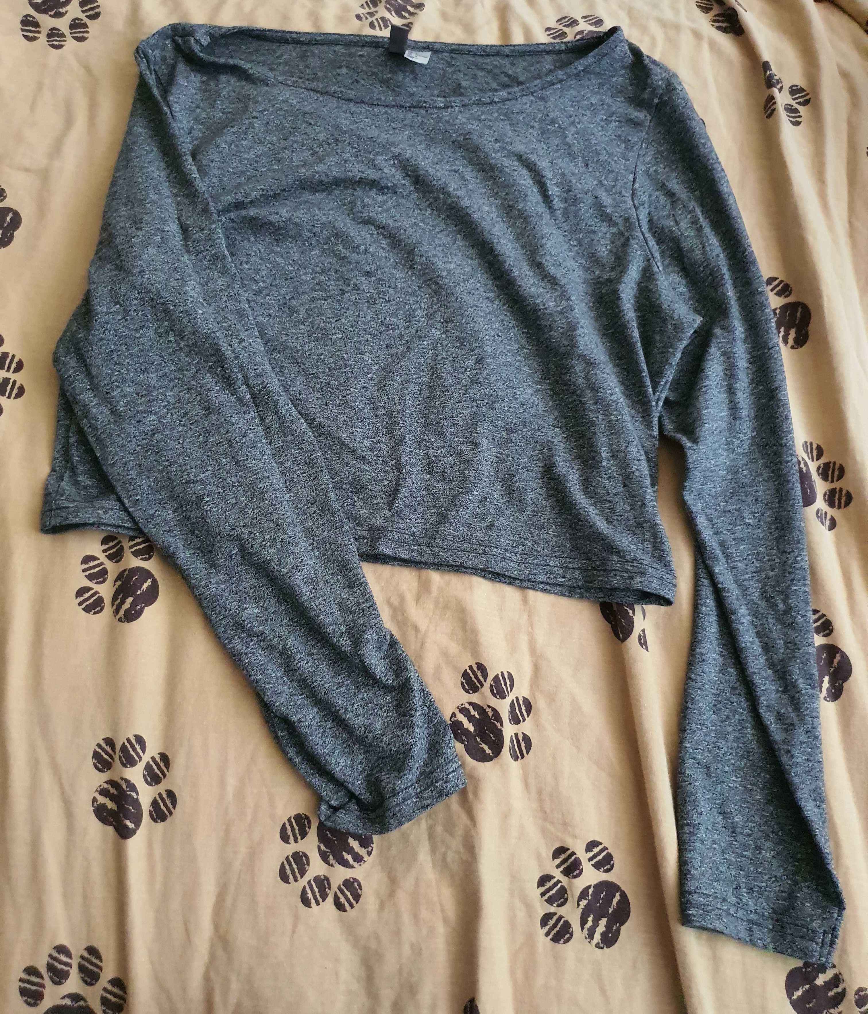H&M DIVIDED Кроп Топ Блуза - Сива, L