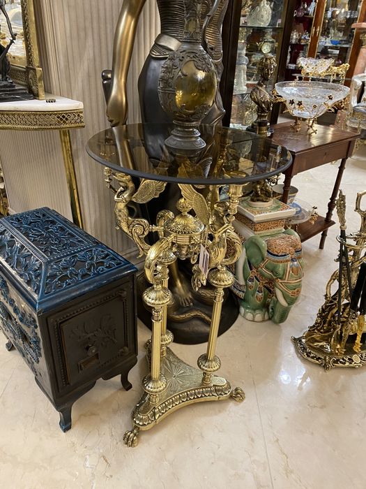 Masuta bronz masiv/ blat sticla securizata