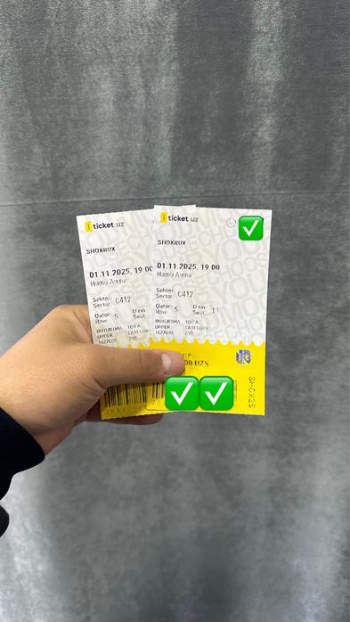 Shoxrux rep C412/5/13 2 ta bilet bor