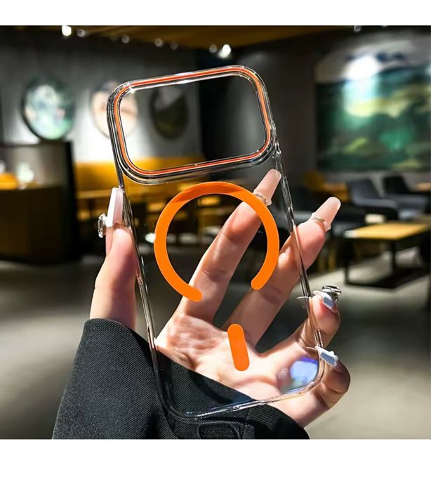Iphone 17 PRO 17 PRO MAX - Husa Plastic Magnetica Clara Orange Line