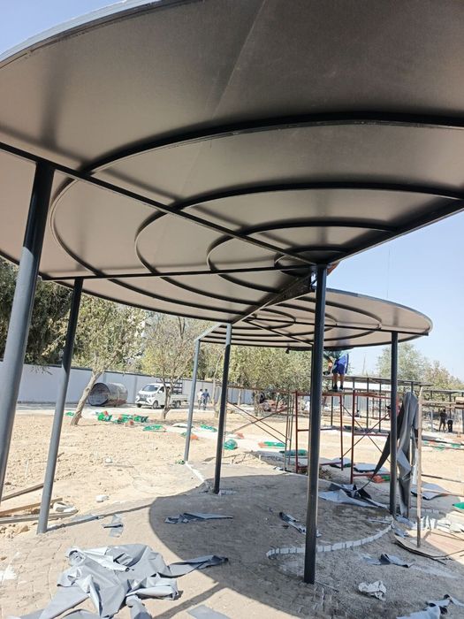 Tent baner salofan ustonovka баннер тент Басен фантан темир билан