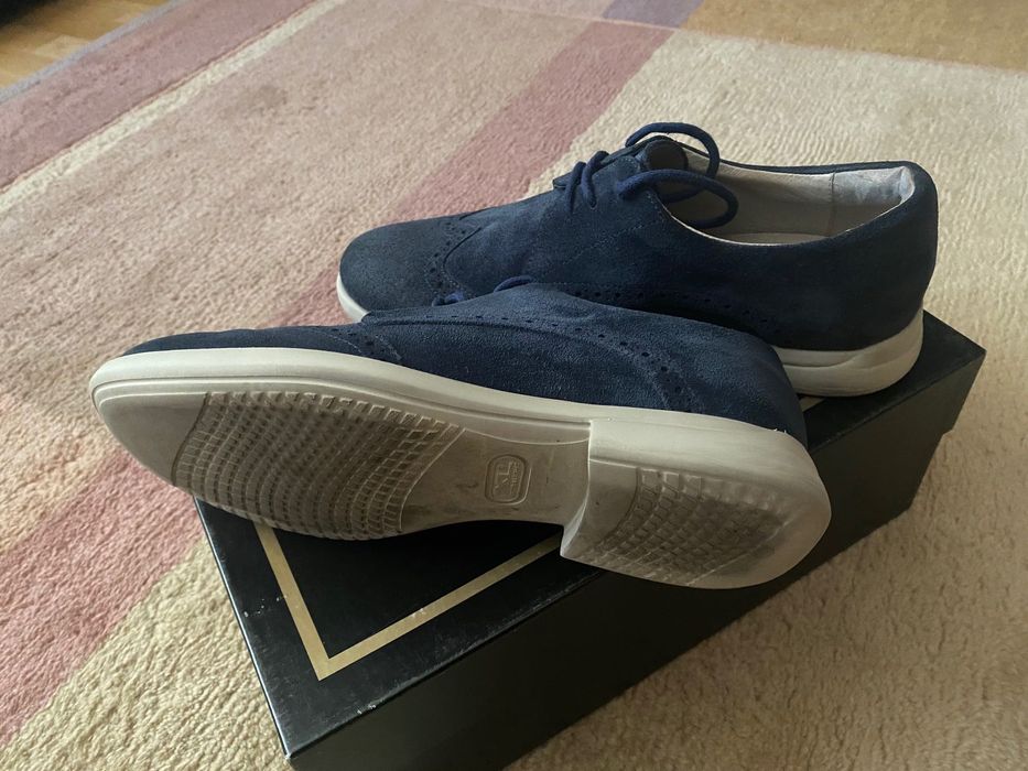 Pantofi sport bleumarin Filt, piele intoarsa, talpa usoara, masura 40