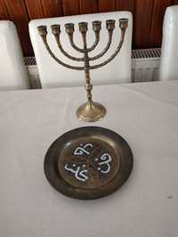 Vind urgent suport lumânare cu 7.brațe și taler cu inscripti în ebraic