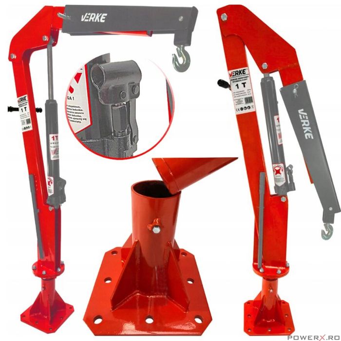 Macara hidraulica rotativa, capacitate 1 tone, prindere in podea,