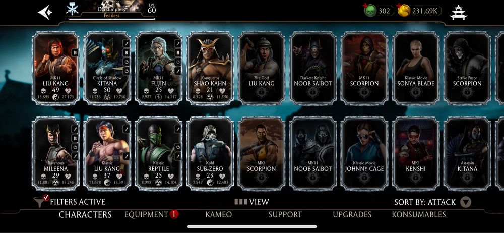 Аккаунт Mortal Kombat Mobile