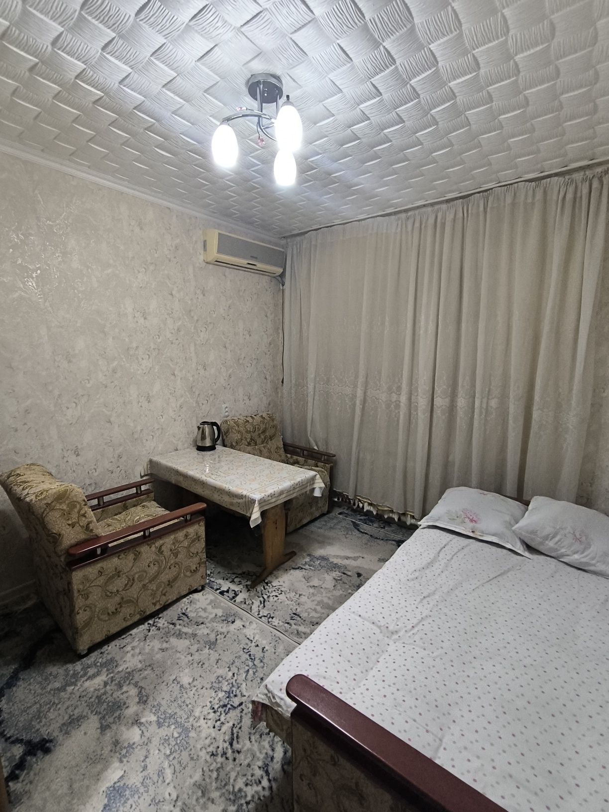 1 ком квартиру Студия. С обстановкой. Сергели 2.  3/4 кирпич 18 м2