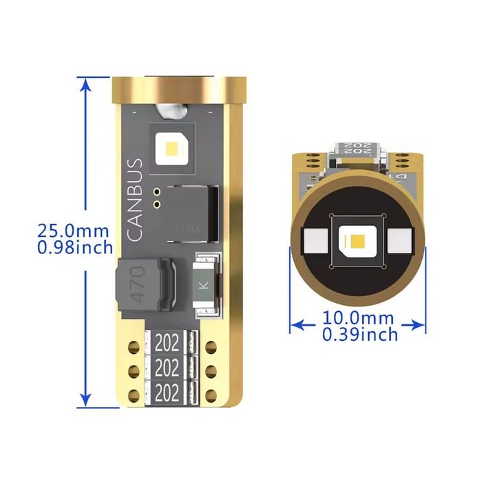 Set Două Bucăți T10-W5W Canbus 100% Lumina Puternica