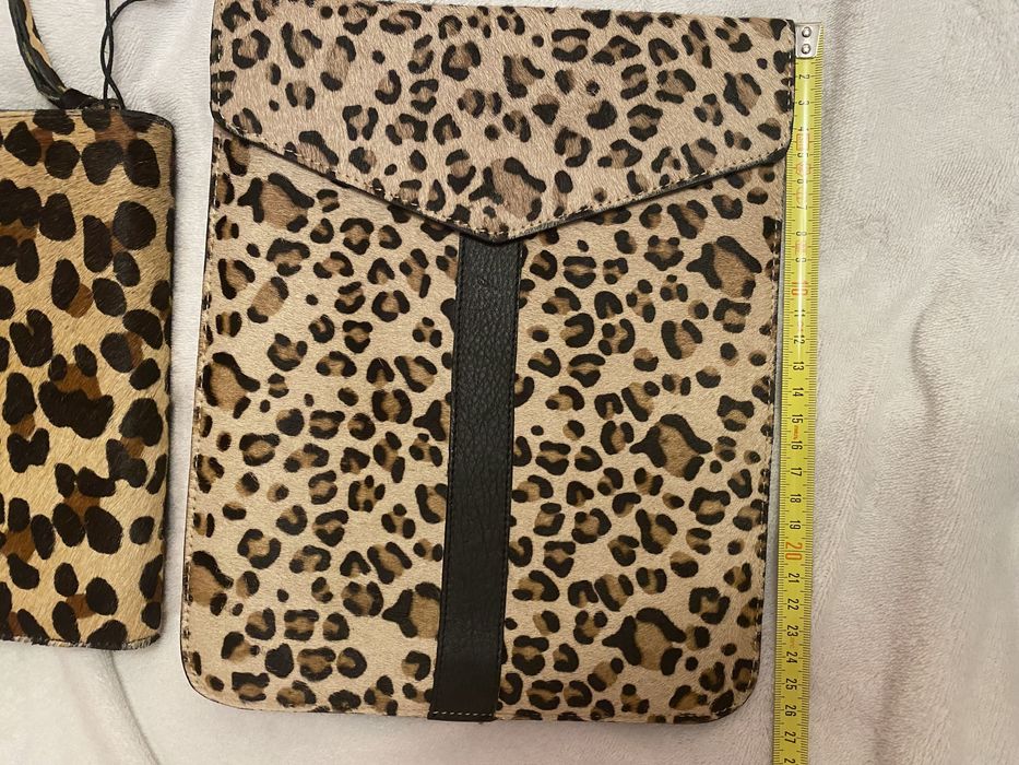 Set Portofel clutch Zara + husa tableta piele naturala,leopard print