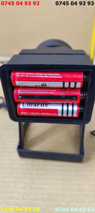 proiector lanterna puternica cu 3 acumulatori 18650 cu proba