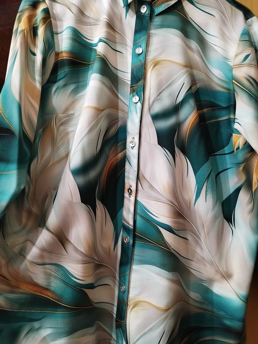 Дамска риза, зелени цветове