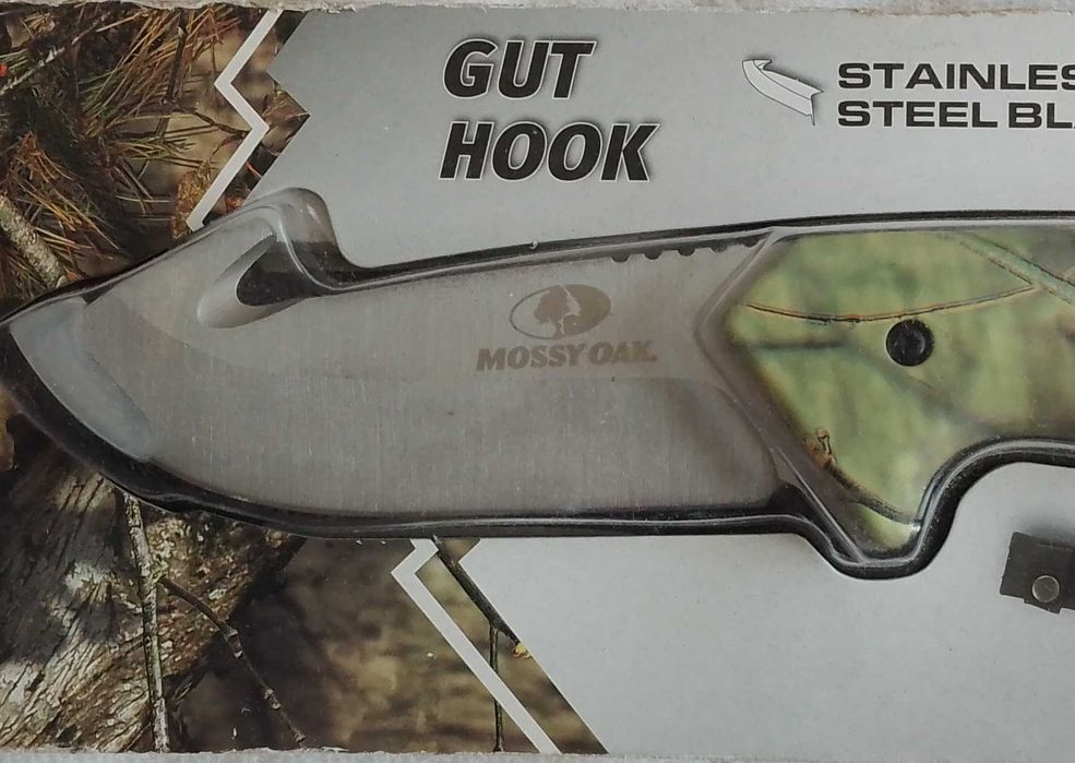 Cuțit de vânătoare Mossy Oak Gut Hook cu lamă oțel inoxidabil cu teacă
