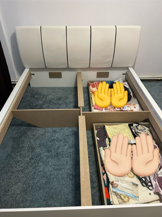 Pat tapițat alb 160/200