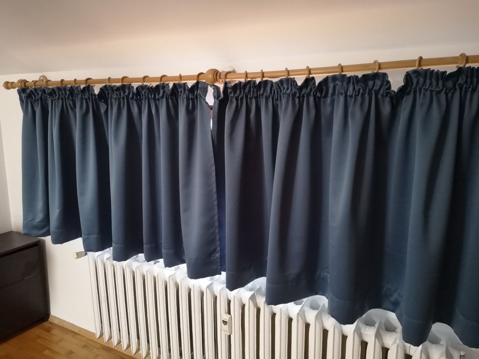 Тъмно сини затъмняващи пердета