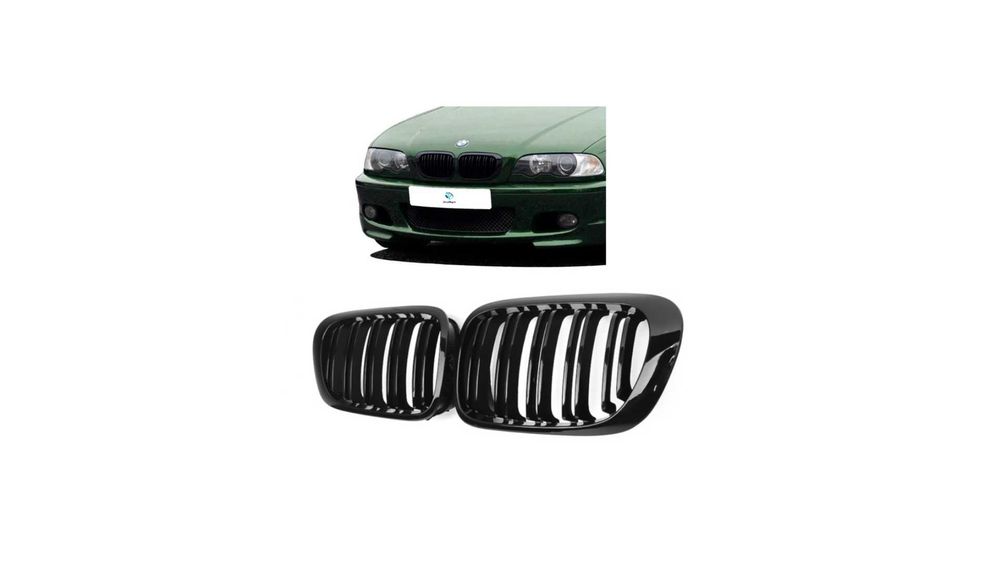 Set 2 grile duble, negru lucios,M Design pentru BMW E46 Coupe NFL