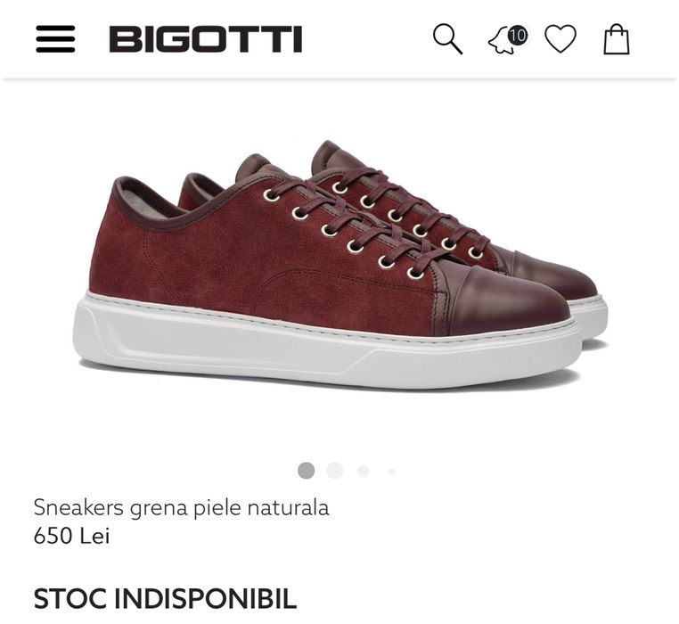 Sneakers grena piele naturala. BIGOTTI