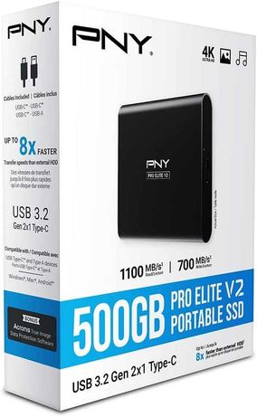 Портативный SSD PNY Pro Elite V2 500GB(1100MB/s) - Новый запечатанный!