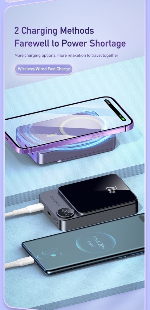 Awei P39K Magnetic Wireless Mini Power Bank 10000mAh For iPhone 13/14