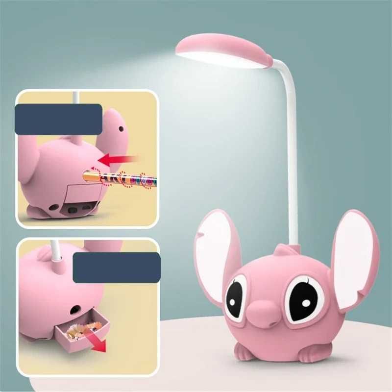 Настолна Лед лампа Лило и Стич LED розова и синя Disney Stitch 3D