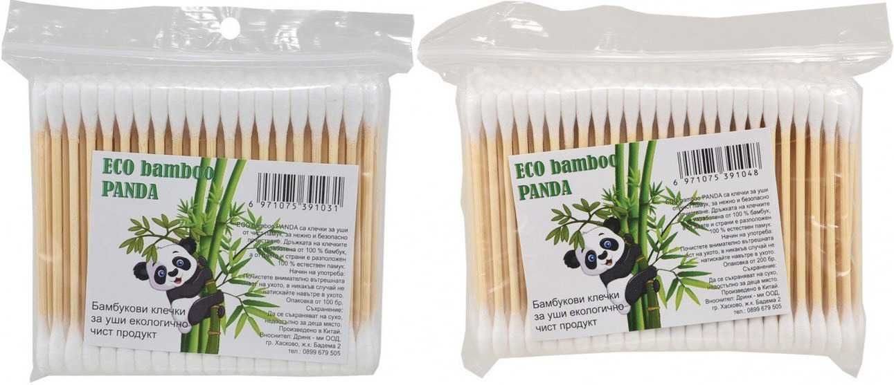 клечки за уши бамбукови ECO BAMBOO PANDA антибактерялни произве ЕВРОПА