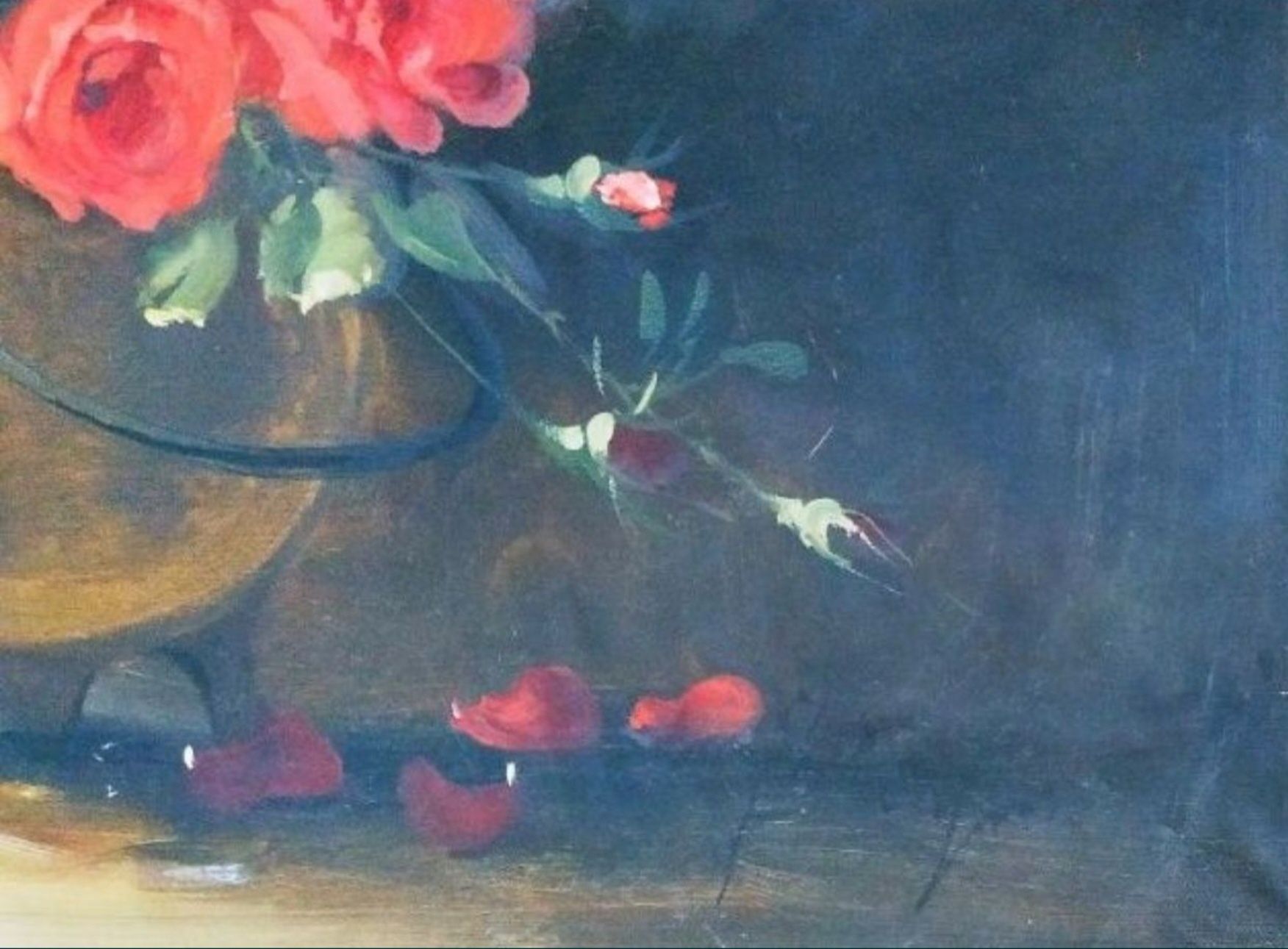 Roses, Ulei pe pânză, Semnat, Dimensiuni cu ramă 66 x 77 cm