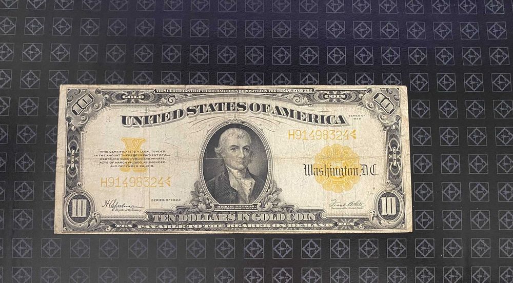 $10 Ten dollars Gold Certificate 1922