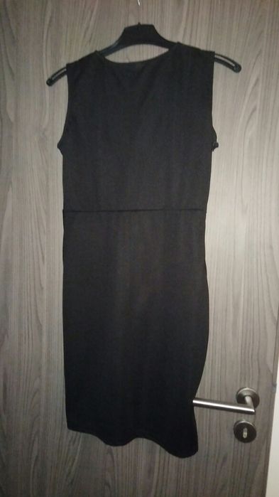 Rochie neagra cu imitație piele