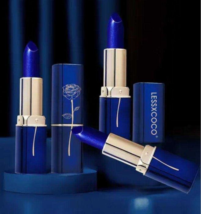 Синяя губная помада / помада с синей розой / помада для губ