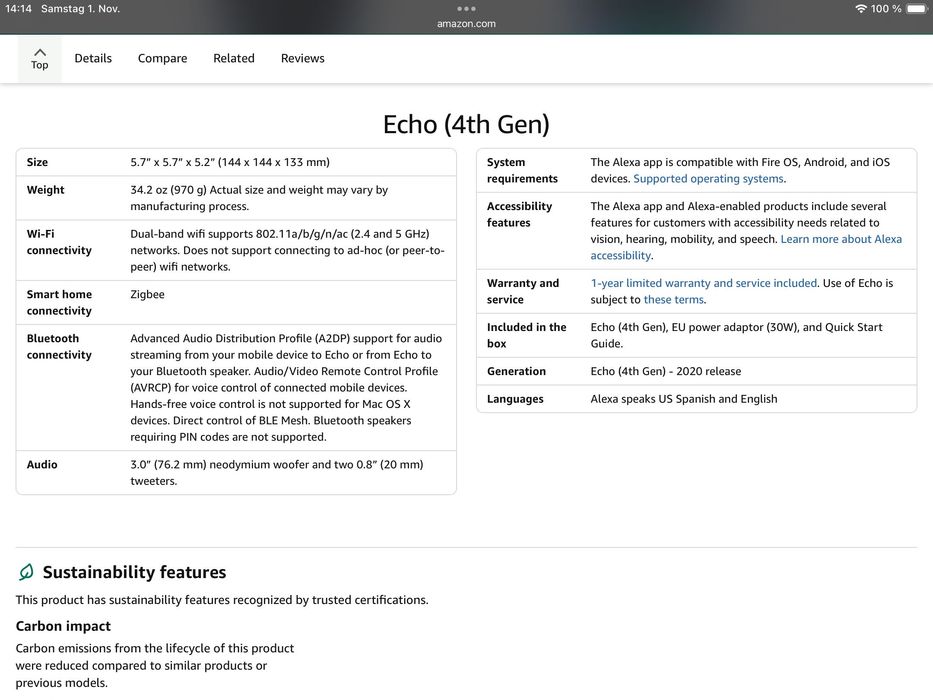 2x Amazon Echo 4  – boxă inteligentă Alexa, stare excelentă