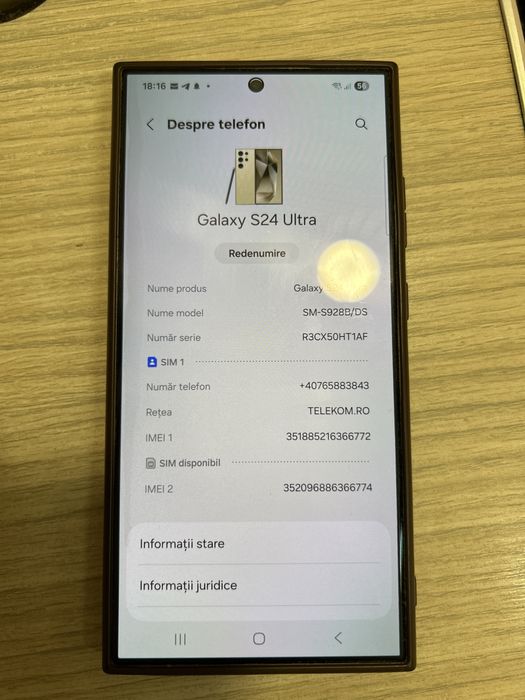 Vand Samsung S24 Ultra in stare foarte buna